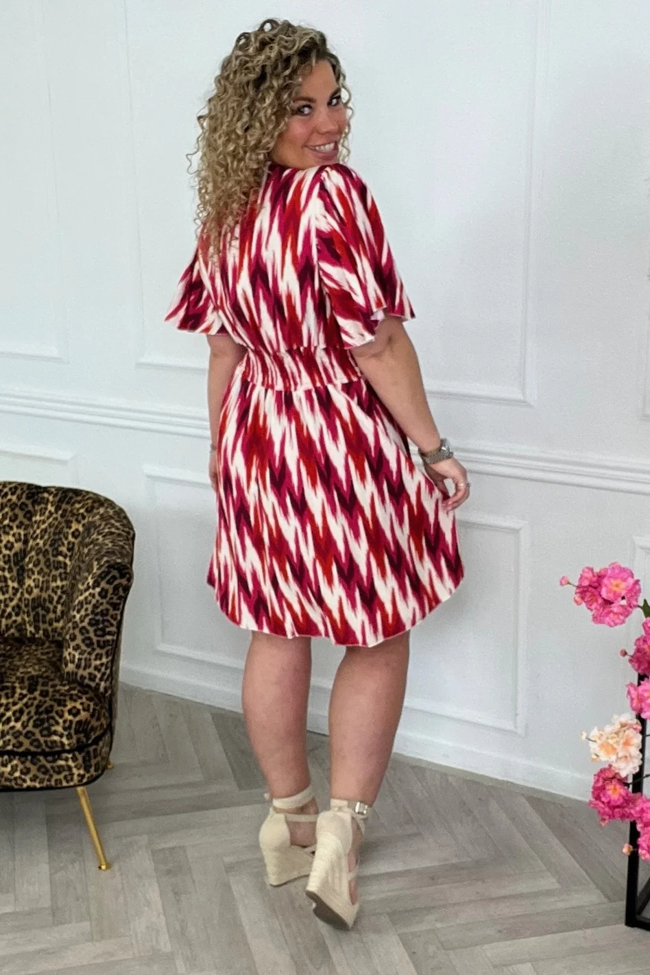 Sicilia Summer Print Dress - Pink/Red/Orange - Image 3