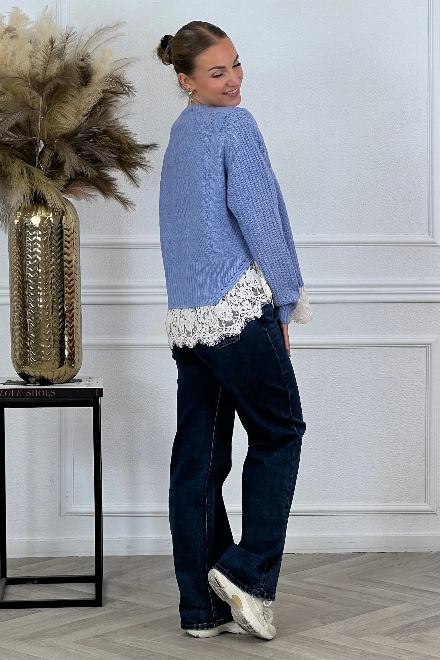 Sofie Lace Sweater - Blue