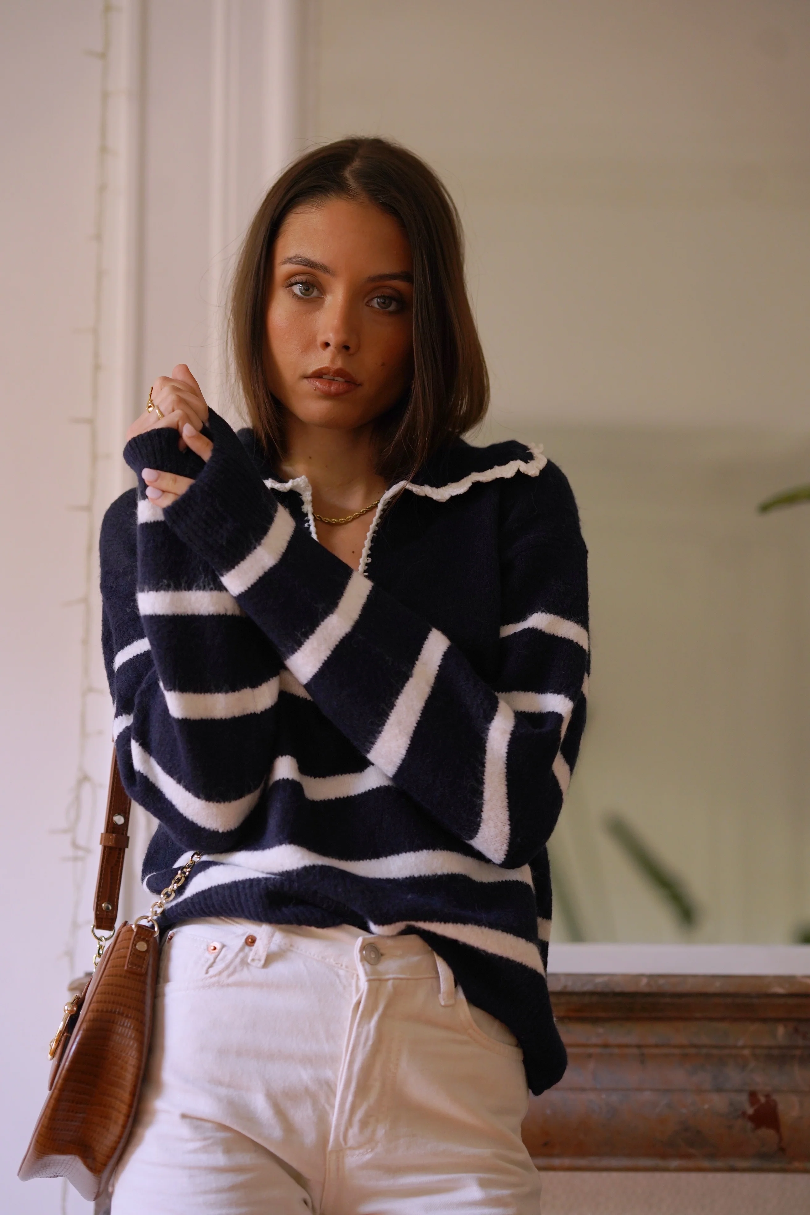 Solange Striped Sweater - Navy/White - Image 8