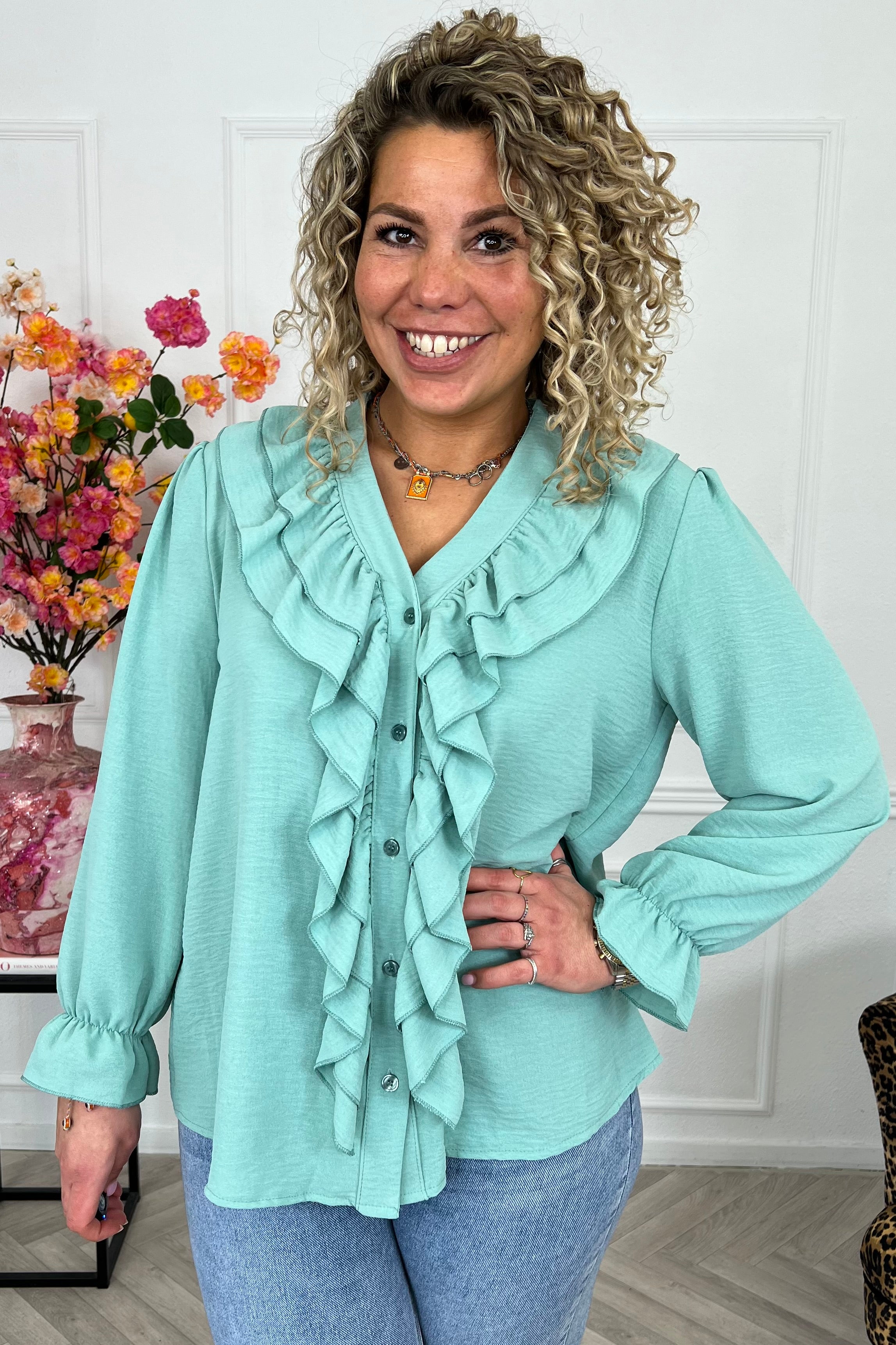 Venice Ruffle Top - Sage