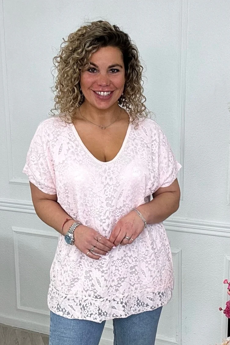 Vienna Lace Top - Light Pink - Image 2