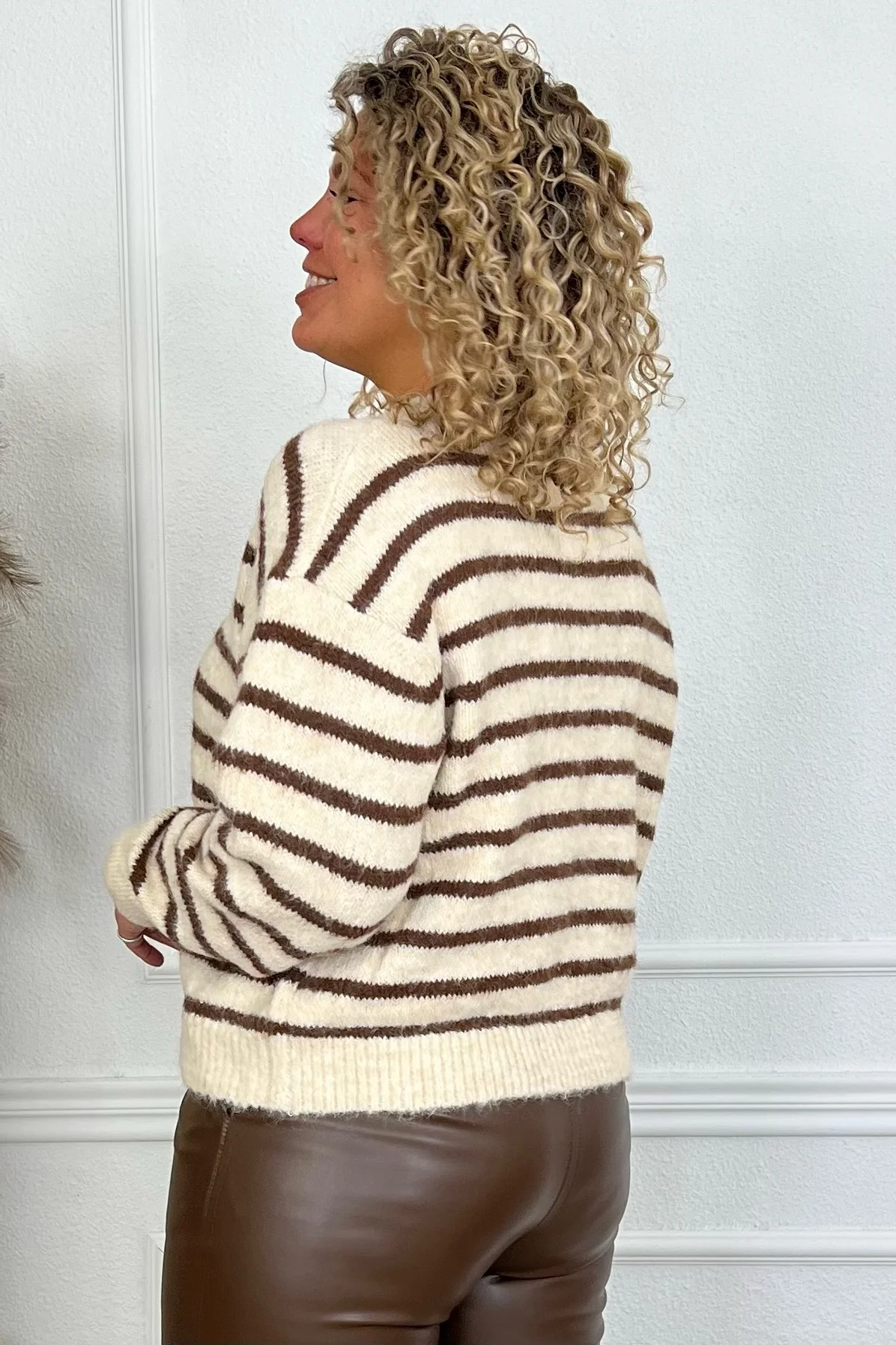 Violette Striped Sweater - Beige/Brown - Image 4